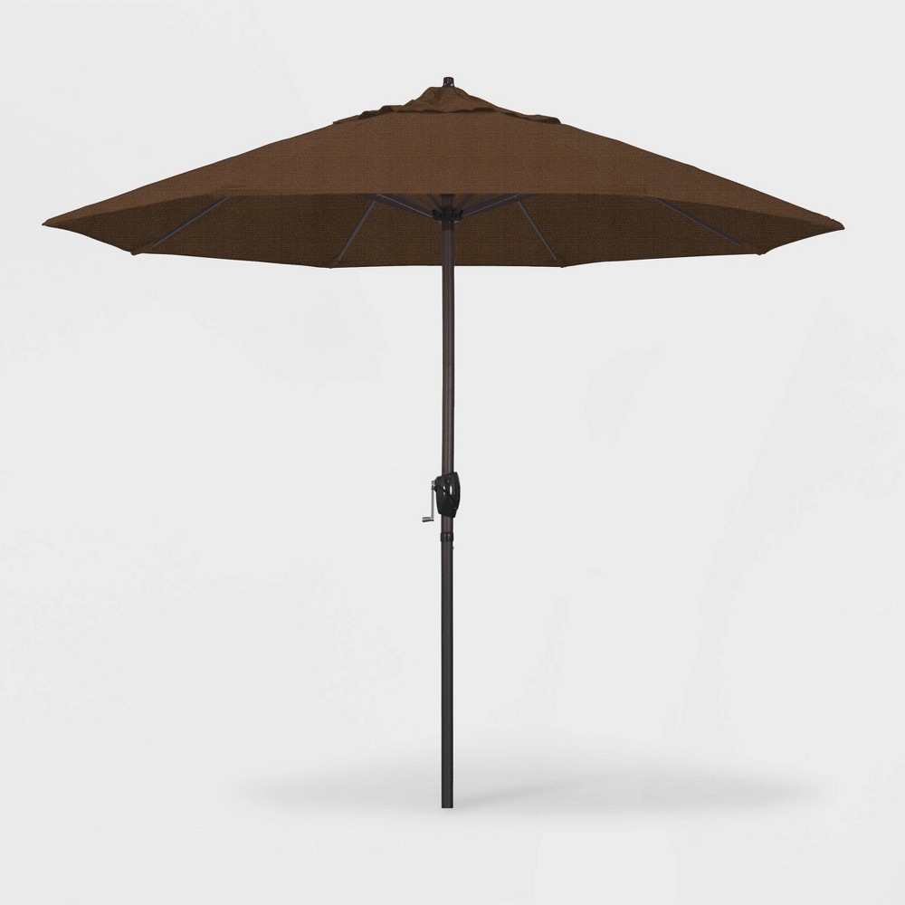 9' Casa Patio Umbrella Auto Tilt Crank Lift - Olefin Teak - California Umbrella