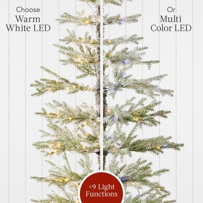 7.5ft Pre-Lit Sparse Pine Christmas Tree with Multicolor LED Lights