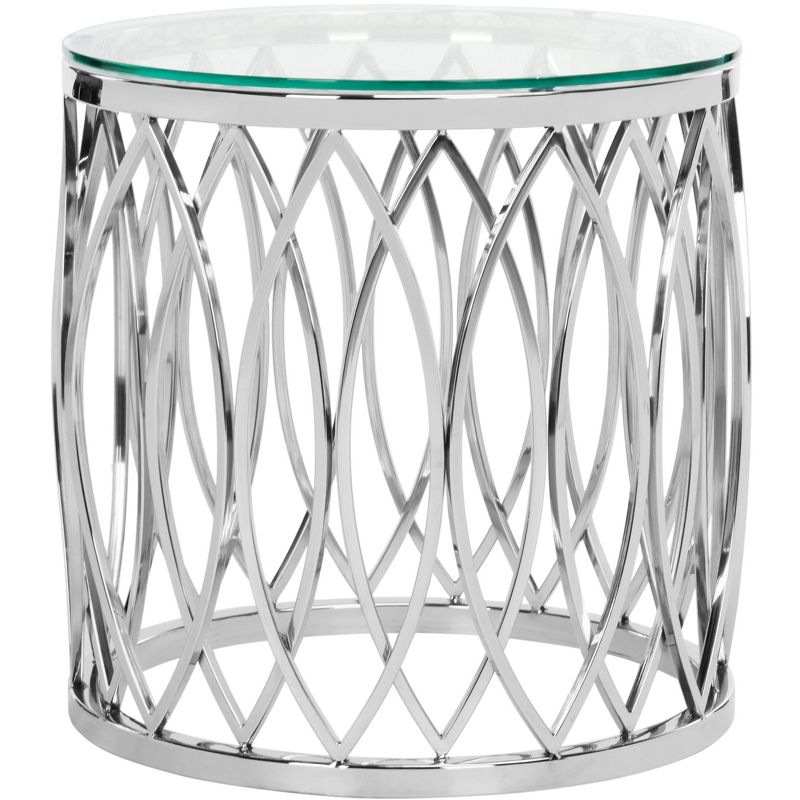 April Glass Top End Table - Chrome - Safavieh., 1 of 7