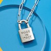 Ross-Simons Italian Sterling Silver "Made in Italy" Lock Pendant Paper Clip Link Necklace - 3 of 4