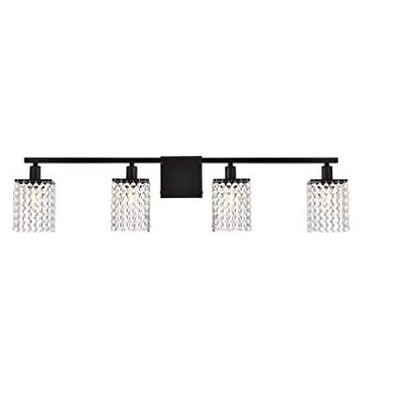 Elegant Lighting Phineas 4 lights bath sconce in black with clear crystals