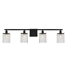 Elegant Lighting Phineas 4 lights bath sconce in black with clear crystals - 1 of 4