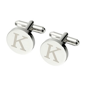 Unique Bargains Alphabet Copper Round Men Cuff Links - 1 of 4