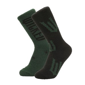 Wicked Logo on Green and Black Womens Chenille Cozy Crew Socks - 1 of 4