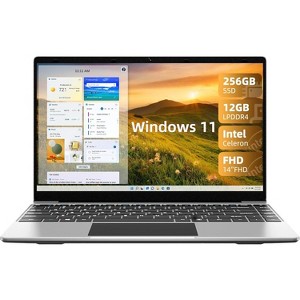 jumper Laptop, 12GB LPDDR4 RAM, 256GB SSD ROM, 14 Inch 1080p IPS Screen, Windows 11 Laptops Computer with Celeron 4-Core Processor, UHD Graphics 600 - 1 of 4