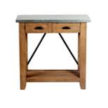 30" Millwork Console/Media Table with Two Drawers Wood and Zinc Metal Silver/Light Amber - Alaterre Furniture