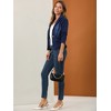 INSPIRE CHIC Women's Notched Lapel Button Up Long Sleeve Washed Denim Blazer - 4 of 4