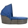 Nestfair Gray Wicker Sectional Round Daybed with Retractable Canopy and Washable Cushions Blue - 2 of 4
