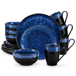 vancasso 16 Pieces Blue Dinnerware Set, Reactive Glaze Dish Set, Plates and Bowls Set for 4 - 1 of 4