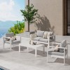 Heynemo 4 Pieces Outdoor Patio Furniture Set, Metal Patio Conversation Set with Loveseat, 5'' Light Grey Cushion & Coffee Table - 3 of 4