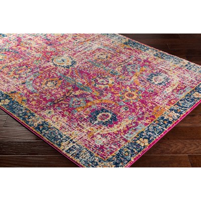 Reversible Blue Synthetic Easy Care Stain-Resistant Runner Rug