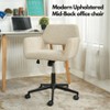 FurnitureR Home Office Chair, Fabric Upholstered Vanity Chairs with Rolling Wheels, Adjustable Study Desk Chair Mid Back for Living Room, Beige - 3 of 4