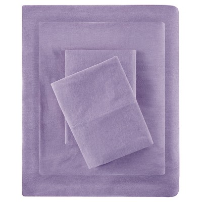 Twin XL Purple Jersey Knit Polyester Sheet Set
