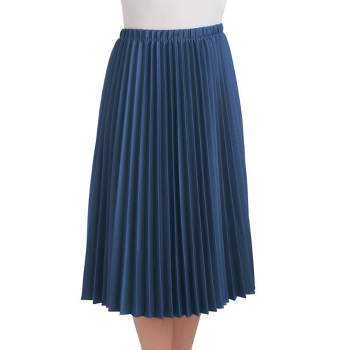 Collections Etc Classic Pleated Mid-Length Jersey Knit Midi Skirt with Comfortable Elastic Waistband