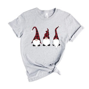 Simply Sage Market Women's Buffalo Check Gnomes Short Sleeve Graphic Tee - 1 of 4