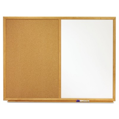 Quartet Bulletin/Dry-Erase Board Melamine/Cork 36 x 24 White/Brown Oak Finish Frame S553