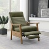 Asher Wood Arm Push Back Recliner Chair, Faux Leather with Light Ash Brown Finish & Channel Stitched Seat - 2 of 4