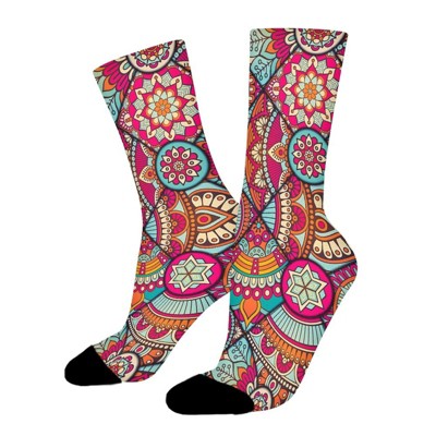 Mandala Women Printed Crew Socks Funny Funky Socks Soft Polyester Novelty Gifts for Artists Men