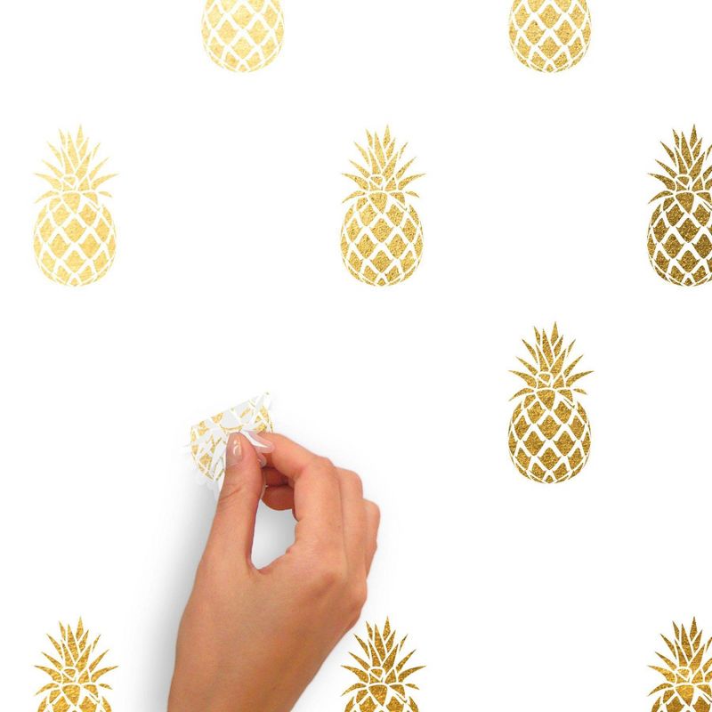 Pineapple Peel and Stick Wall Decal Gold - RoomMates, 3 of 6