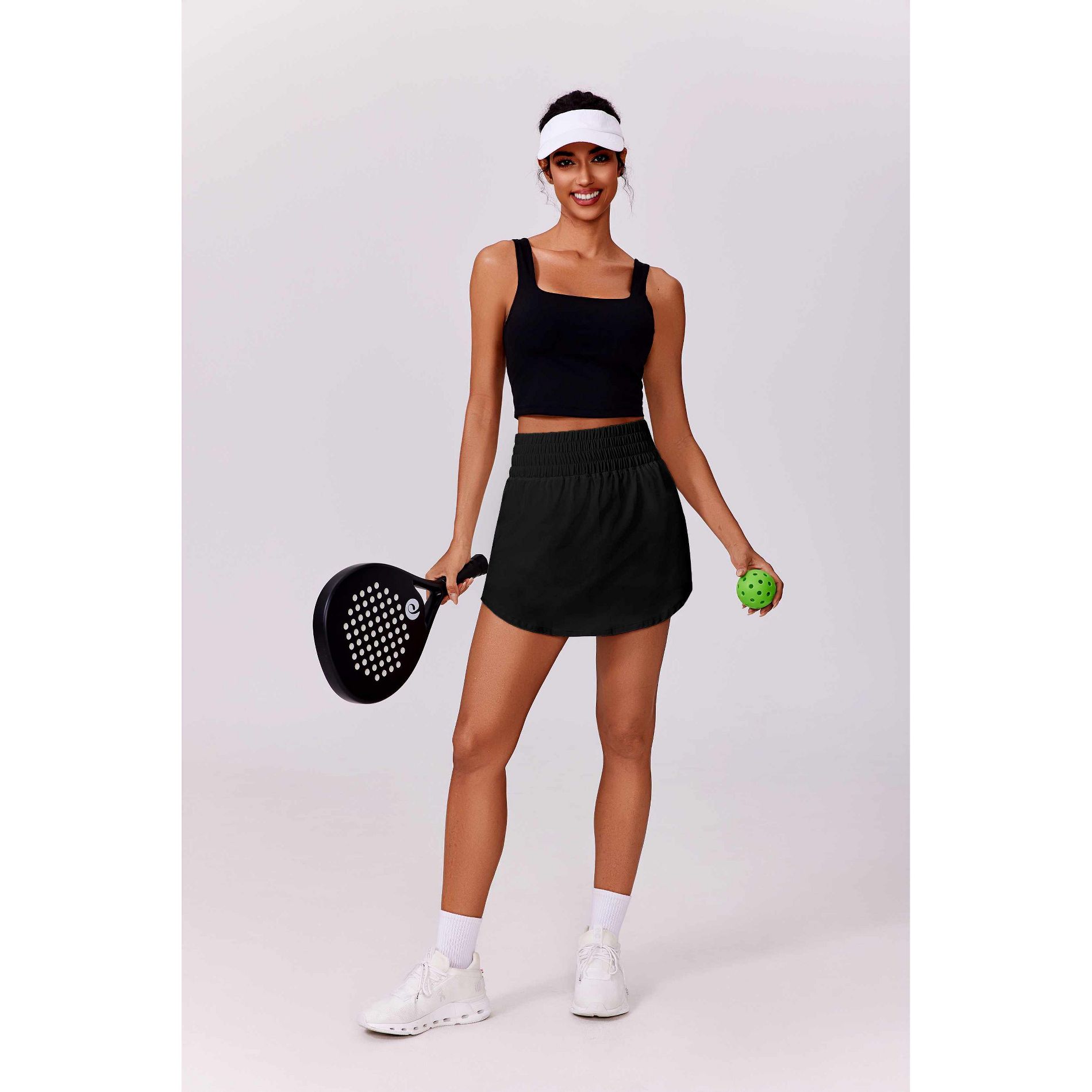 Pinspark Women's High-Rise Golf and Tennis Skort with Wide Waistband - Lightweight A-Line Active Skirt