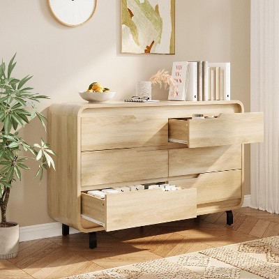 Retro Dresser Drawers,  Chest with Anti-Tip Safety, Wood Storage Cabinet for Bedroom & Living Room