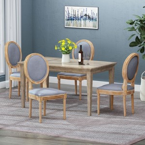 GDFStudio Newman Traditional Upholstered Rubberwood Dining Chairs (Set of 4) - 1 of 4