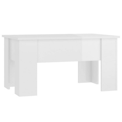 vidaXL Engineered Wood Coffee Table with Liftop, High Gloss White Finish, Rectangular Structure