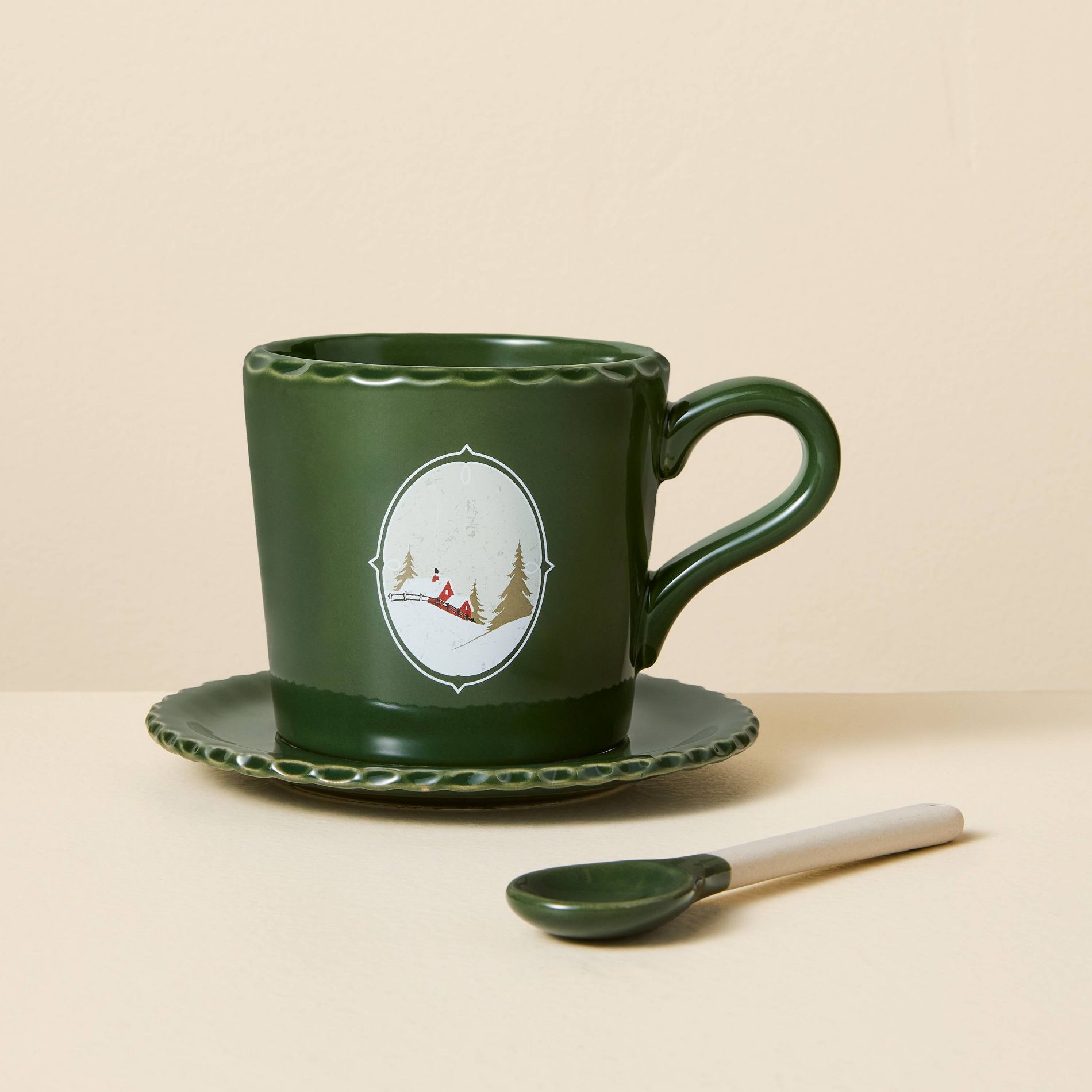 10 fl oz Icon Mug with Saucer Green - Hearth & Hand™ with Magnolia