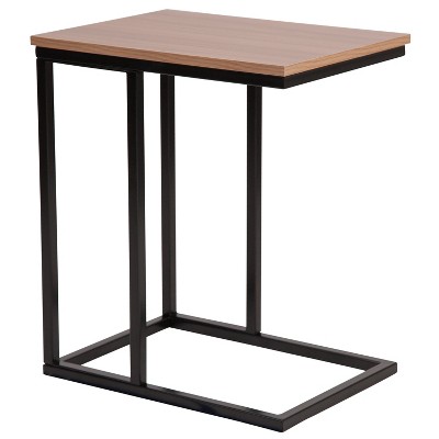 Emma and Oliver Rustic Wood Grain Finish Side Table with Cantilever Base