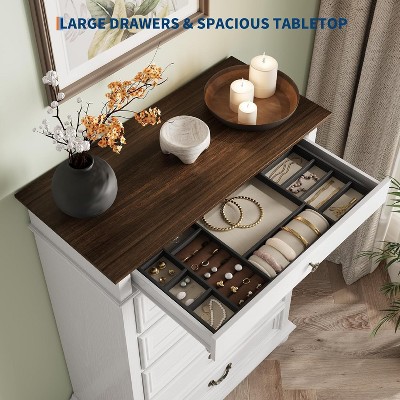 Garvee Farmhouse Tall Dresser,50" 7-Drawer Wooden Chest with Jewelry Storage for Bedroom, Living Room & Hallway