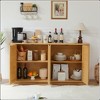 KIGFTSOD Wave TV Stand with Rounded Corners, Storage Cabinet, Buffet, Wood Vertical Striped with Rattan Doors for Kitchen, Bedroom, Entryway - 3 of 4