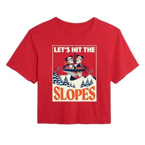 Women's - Disney - Lets Hit The Slopes Cropped Graphic T-Shirt - 1 of 4