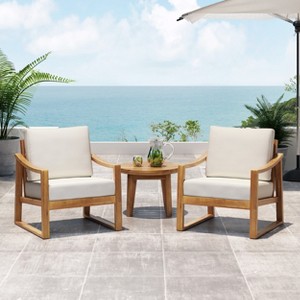 Christopher Knight Home Samwell Outdoor Acacia Wood Club Chairs with Cushions (Set of 2) - 1 of 4