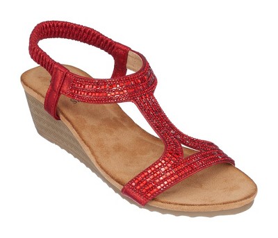GC Shoes Coretta Embellished Slingback Wedge Sandals
