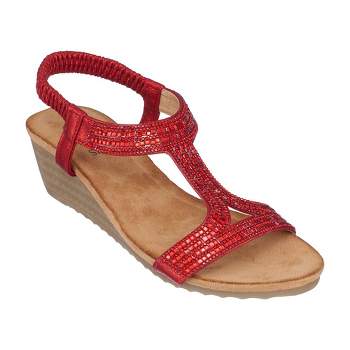 GC Shoes Coretta Embellished Slingback Wedge Sandals