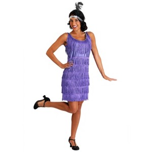 HalloweenCostumes.com Plus Size Purple Fringe Flapper Dress - 1 of 3