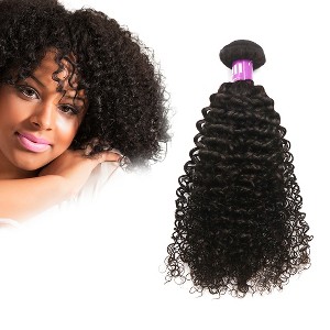 Unique Bargains 9A Brazilian Curly Human Hair Extension Natural Black 26" 1 Bundle - 1 of 4