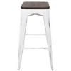 Contemporary Steel and Wood Bar Stool with Fixed Height and Stackable Design for Home Bar or Kitchen (Set of 2) - 3 of 4