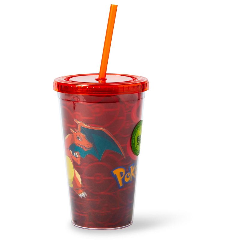 Just Funky Pokémon Charizard Lenticular Plastic Tumbler Cup Lid & Straw | Holds 16 Ounces, 3 of 7