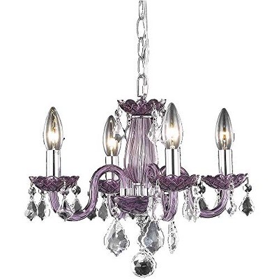 Rococo Purple Steel 4-Light Pendant with Clear Royal Cut Crystal