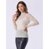 INSPIRE CHIC Women's Mesh Glitter Shiny Mock Turtleneck Long Sleeve Slim Party Shirts - 3 of 4