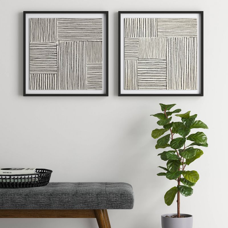 (Set of 2) 20&#34; x 20&#34; Abstract Lines Framed Print Black - Project 62&#8482;, 3 of 13
