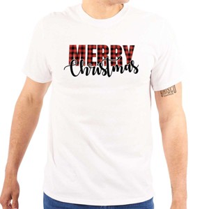 Xmas Holiday Plaid Merry Christmas Graphic T Shirt Men or Women Brisco Brands - 1 of 4