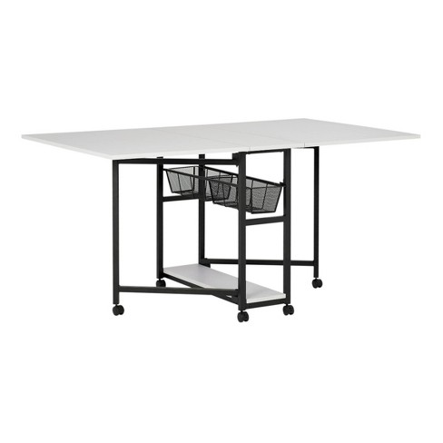 Comet Plus Hobby/office/sewing Desk With Fold Down Top, Height Adjustable  Platform, Bottom Storage Shelf And Drawer Silver/white - Sew Ready : Target