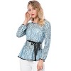 INSPIRE CHIC Women's Semi-Sheer Elegant Tie Waist Long Sleeve Floral Lace Peplum Blouses - 2 of 4