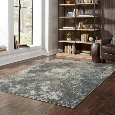 Hand-Knotted Blue and Gray Synthetic Oriental Area Rug