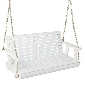 Tangkula 2-Person Porch Swing Chair Wooden Garden Swing Bench w/ Adjustable Chains - 1 of 4