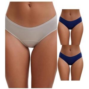 INSPIRE CHIC 3 Layers Period Leak Proof Briefs for Women's Cotton Mid-Waisted Underwear 3 Packs - 1 of 4