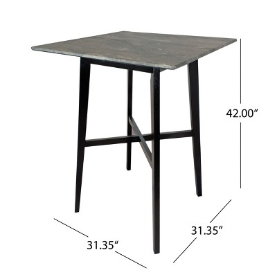 Paladina Marble and Rubberwood Square Bar Table, Black Finish