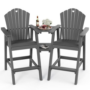 GardenJoy HDPE Tall Adirondack Bar Chair Set with 2-Layer Table & Umbrella Hole - 1 of 3